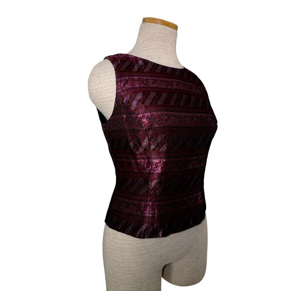 Scott McClintock Petite Millennium 2000 Purple Brocade Tank Top Sz 6 Y2K USA - Picture 3 of 7